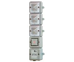 STA3DCG024MS11253 E2S  LED Alarm Tower STA3DCG 24vDC [grey] w/SONF1HO+BLUE,AMBER&amp;GREEN LED Elements